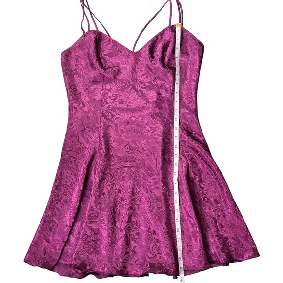 Vintage Gold Label Victoria’s Secret Purple Jacquard Slip Dress Size Medium - Picture 14 of 16